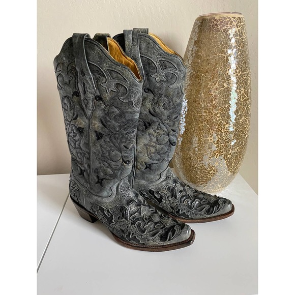 Corral Shoes - Corral Black Caiman Inlay A1233 Boots Size 8